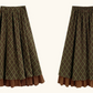 Willow Plaid Pleated Midi Skirt (Green/Brown)