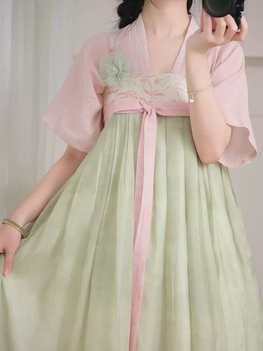 Peach Willow Qixiong Dress (Pink/Green)
