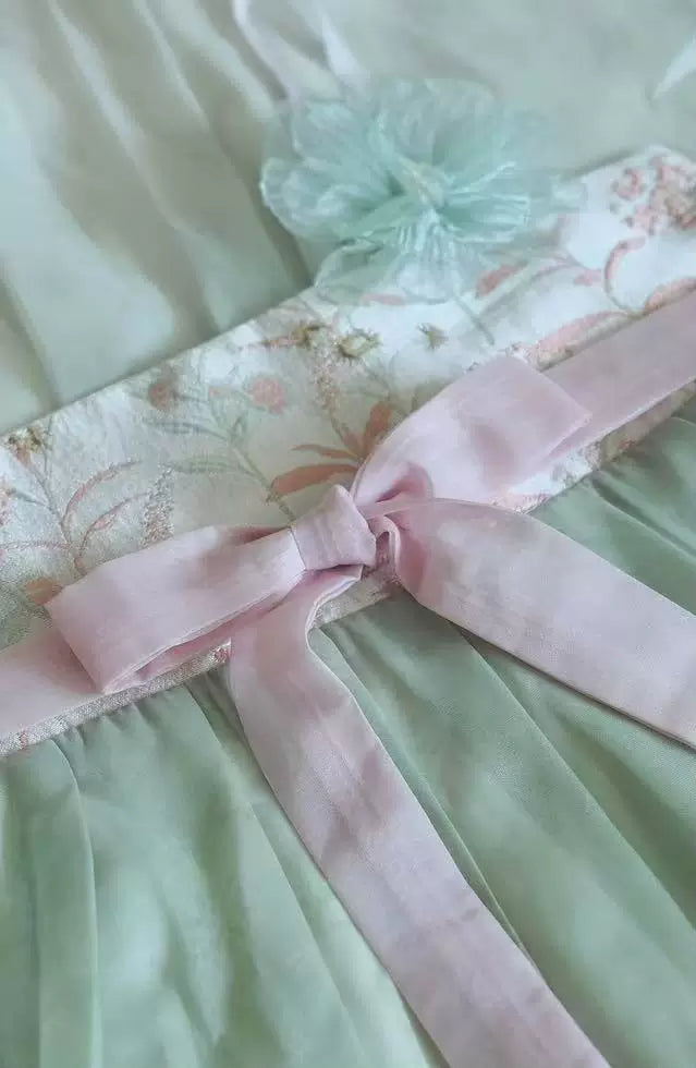 Peach Willow Qixiong Dress (Pink/Green)