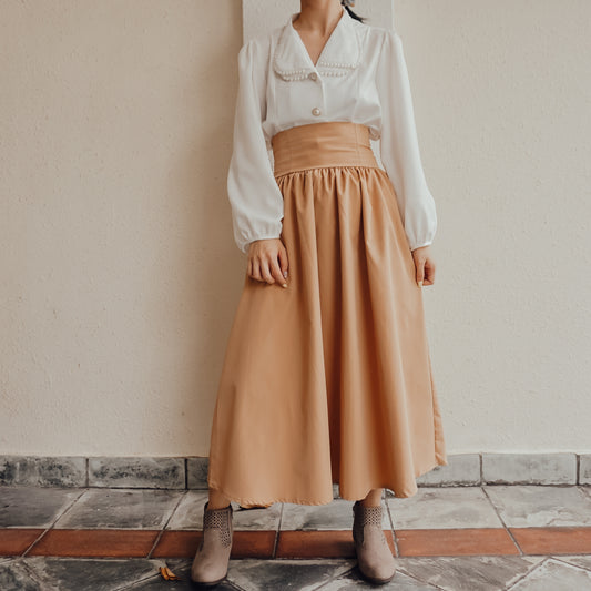 Lace Up Corset Midi Skirt (Khaki)