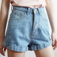 Cuffed Denim High Waist Shorts (4 Colors)