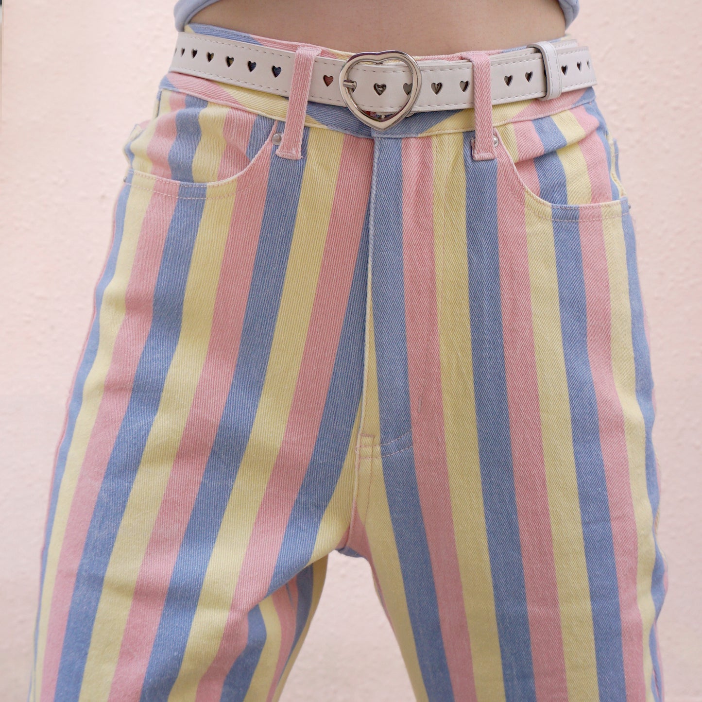 Candy Pastel Stripe Mom Jeans (Blue/Pink/Yellow)