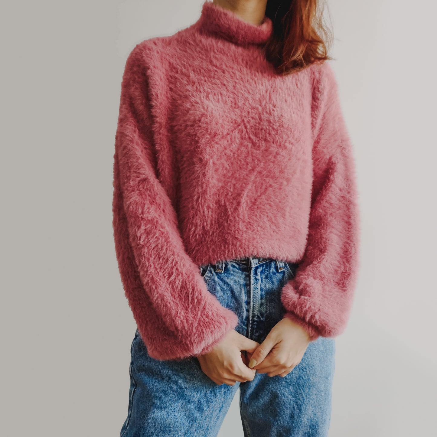 Fuzzy High Neck Sweater (6 Colors)