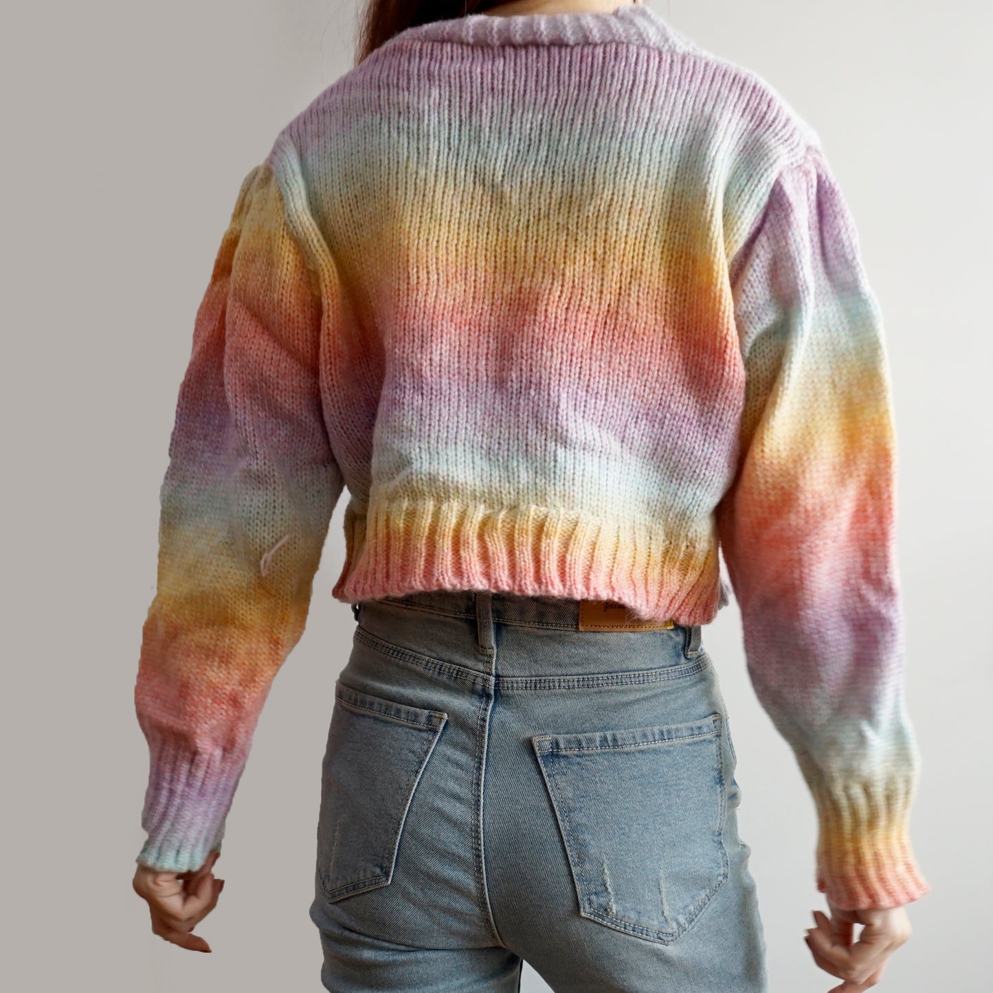 Pastel Swirl Cropped Cardigan (Rainbow)