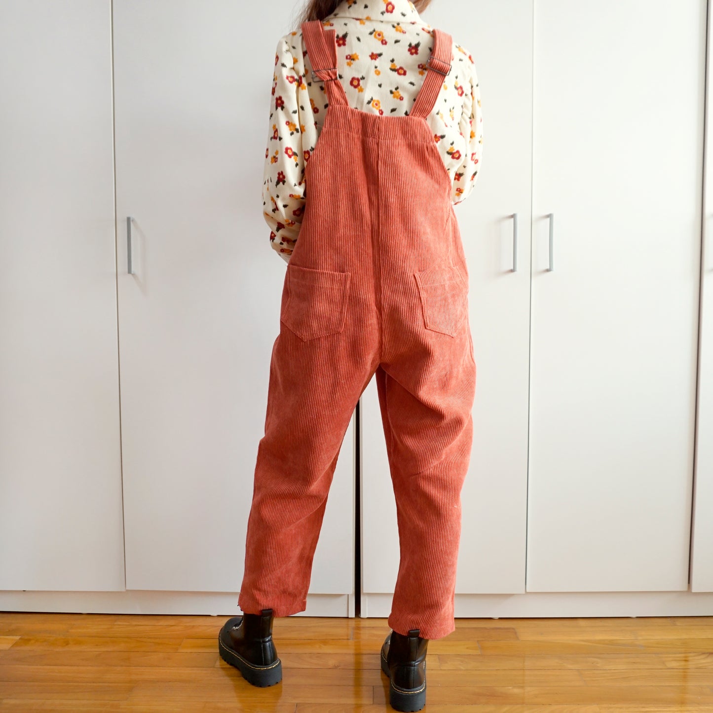 Apple Cinnamon Corduroy Overalls (Brick Red)