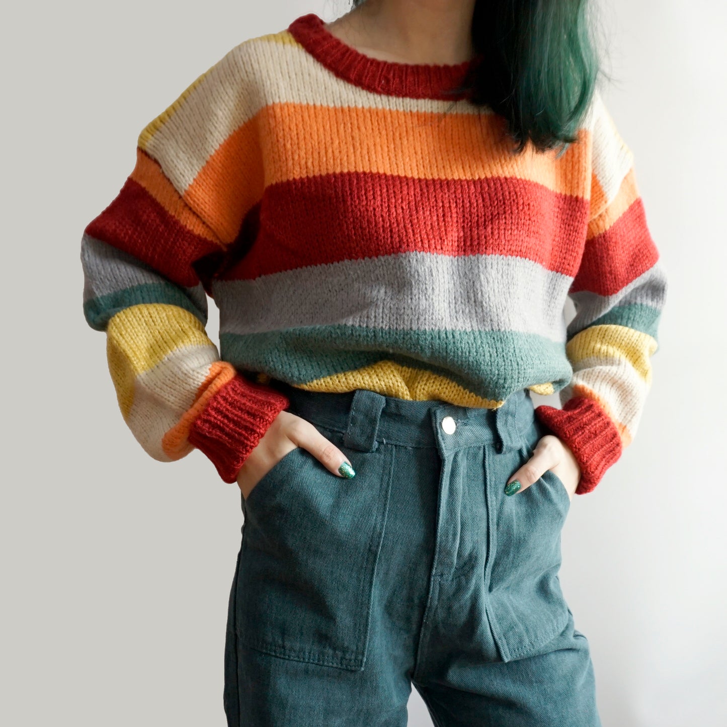 Autumn Rainbow Sweater/Cardigan (Red/Orange)