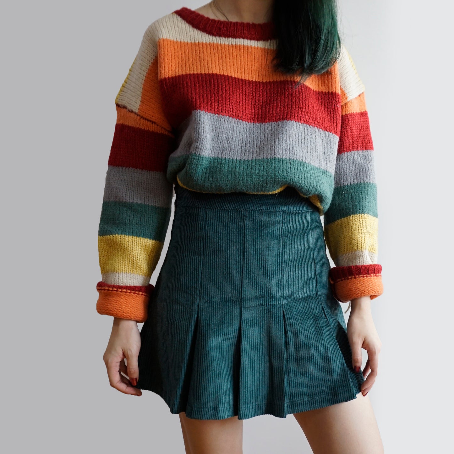 Corduroy Pleated Skirt (2 Colors)