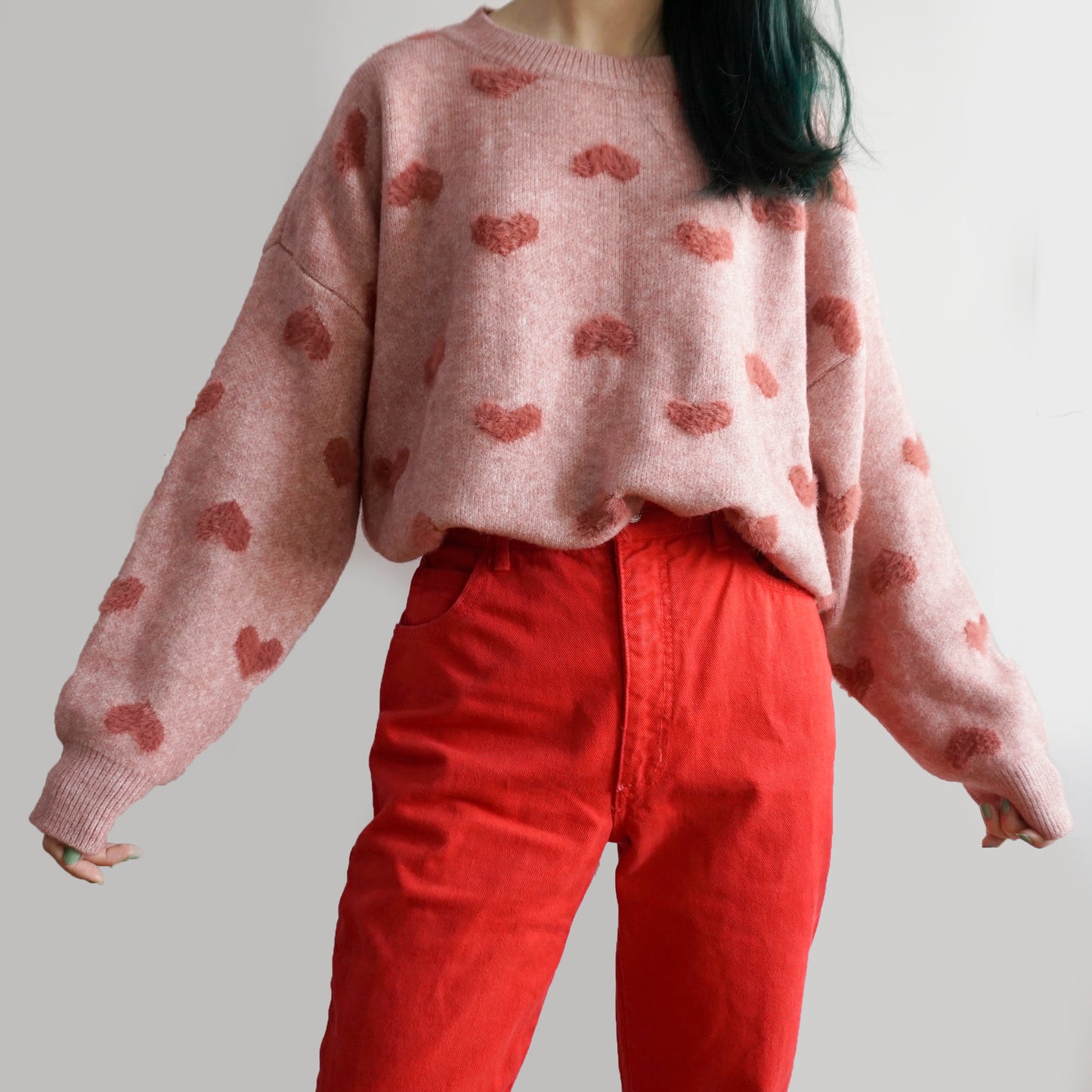 Fuzzy Hearts Sweater (4 Colors)