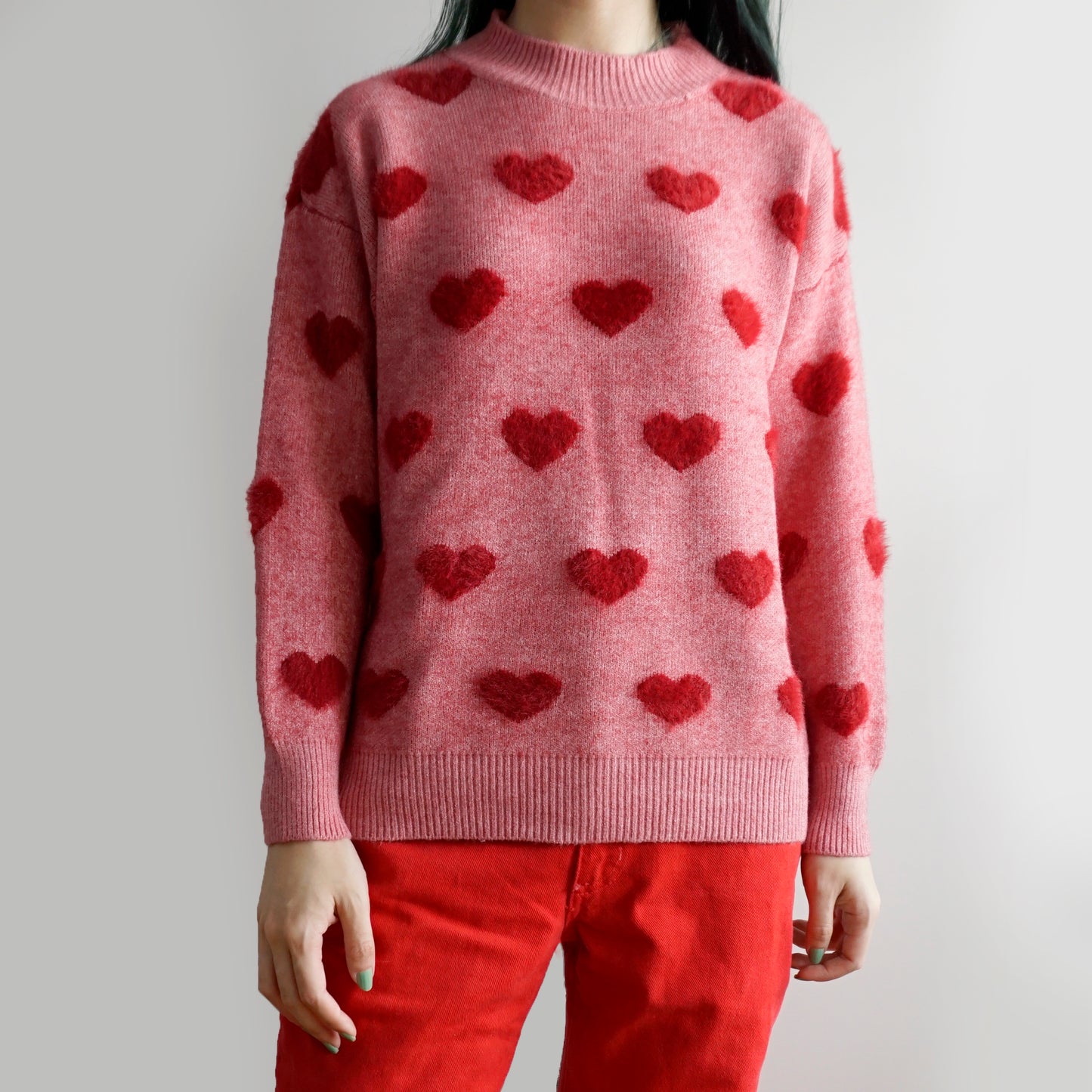 Fuzzy Hearts Sweater (4 Colors)