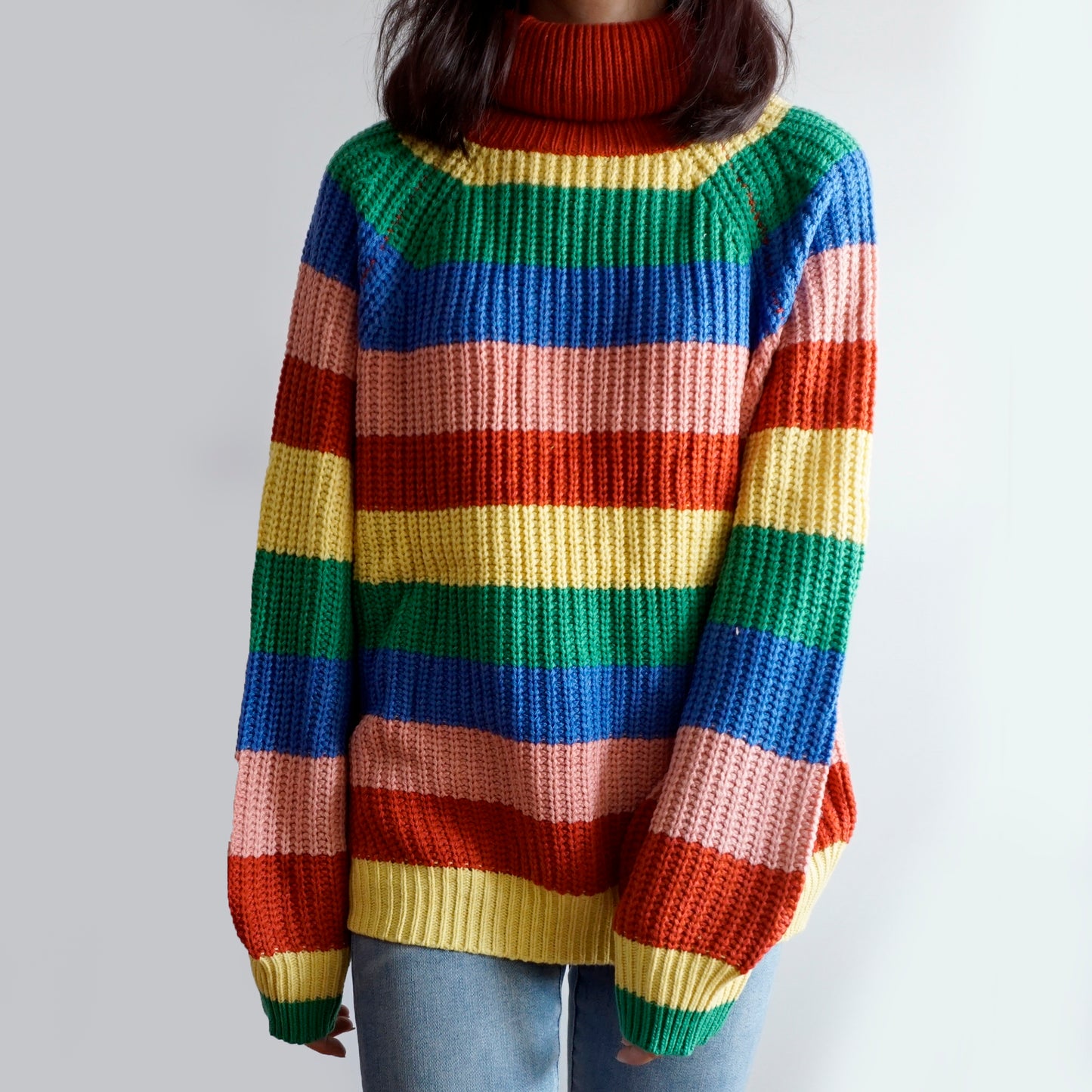 Rainbow Turtleneck Sweater (Multicolor)