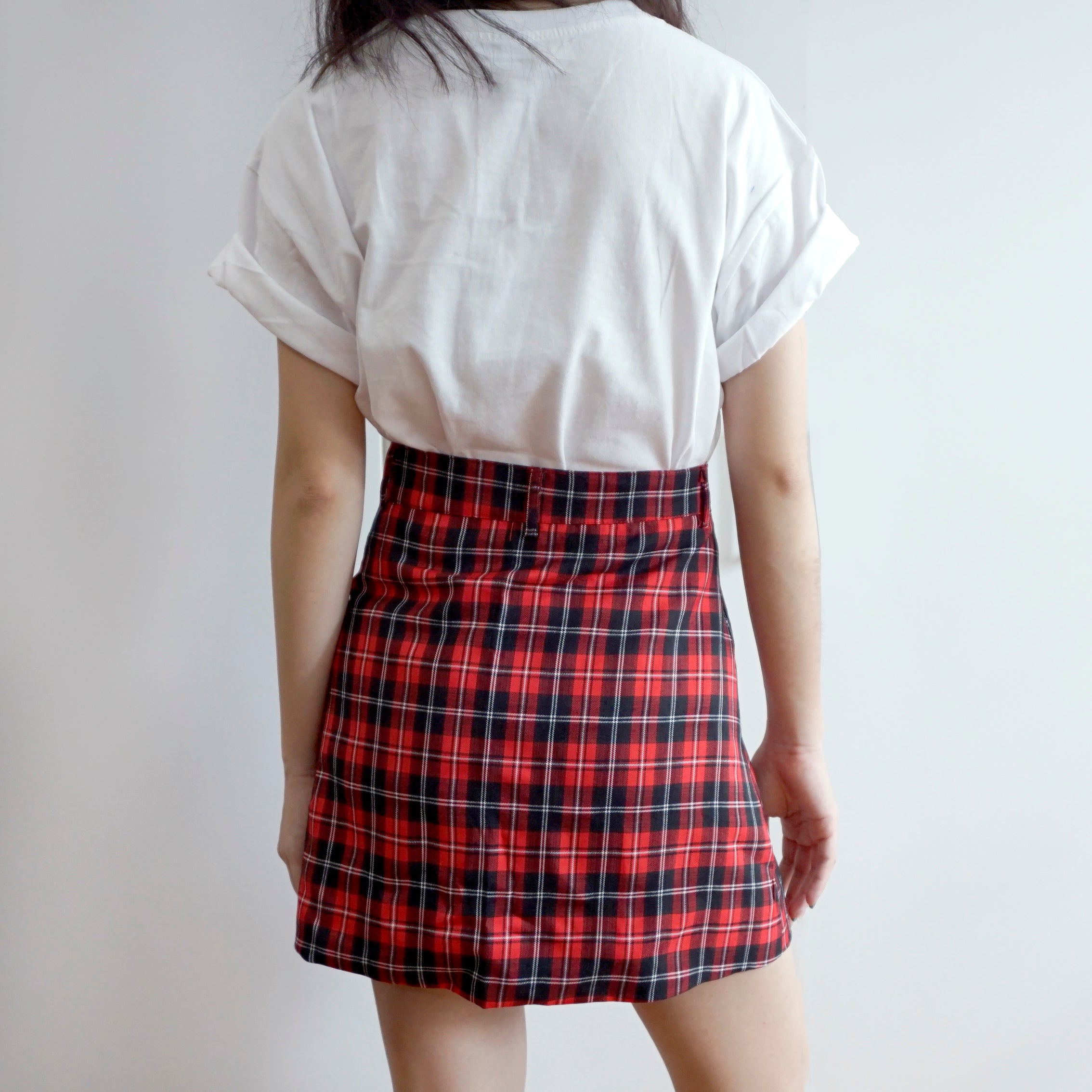 Checkered button shop up skirt