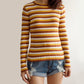 Colorblock Stripe Ribbed Sweater (Mustard/White)