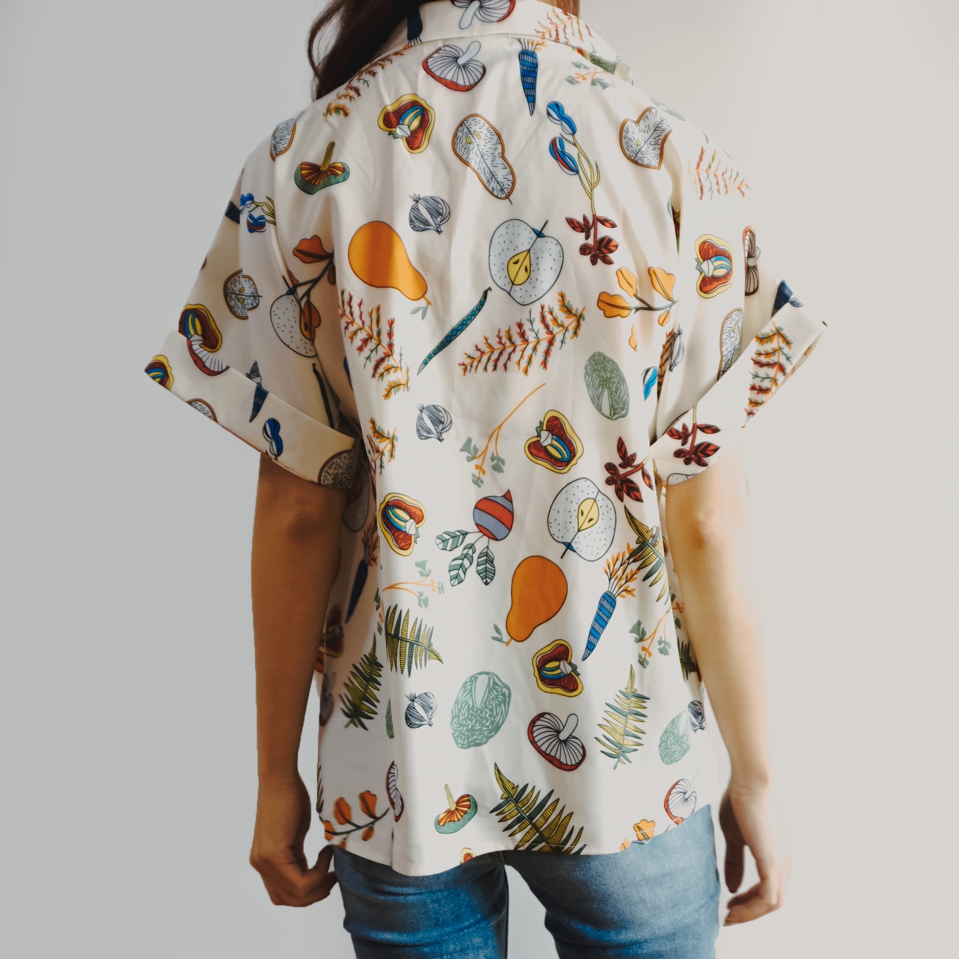 Plants & Veggies Button Up Shirt (White) – Megoosta Fashion