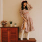 Sweet Floral Corduroy Midi Dress (Cream/Pink)
