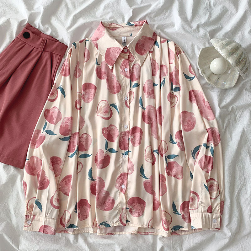Peach Button Up Shirt (Beige/Pink)