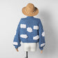 Chunky Cloudy Sky Cropped Cardigan (Blue)