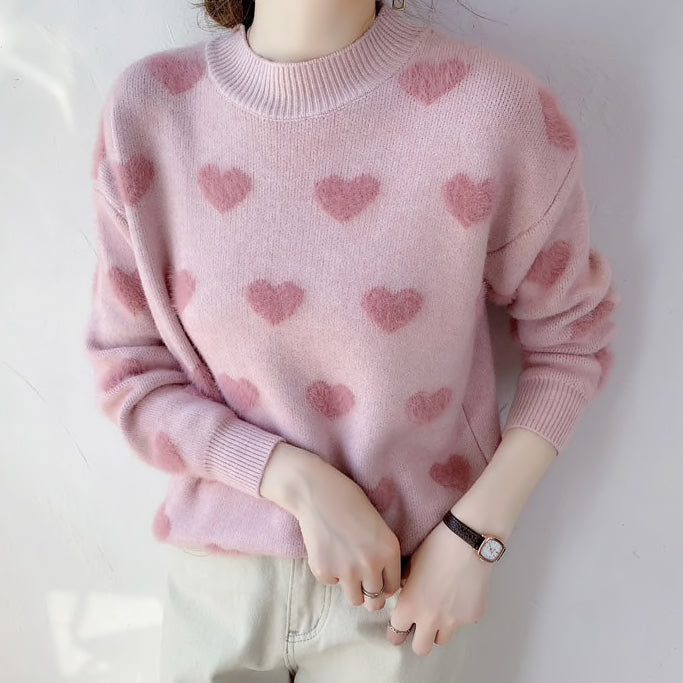 Fuzzy Hearts Sweater (4 Colors)