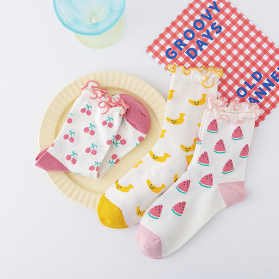 Frilly Fruit Socks (5 Colors)