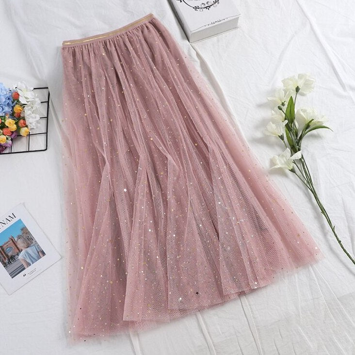 Moon & Star Tulle Midi Skirt (5 Colors)