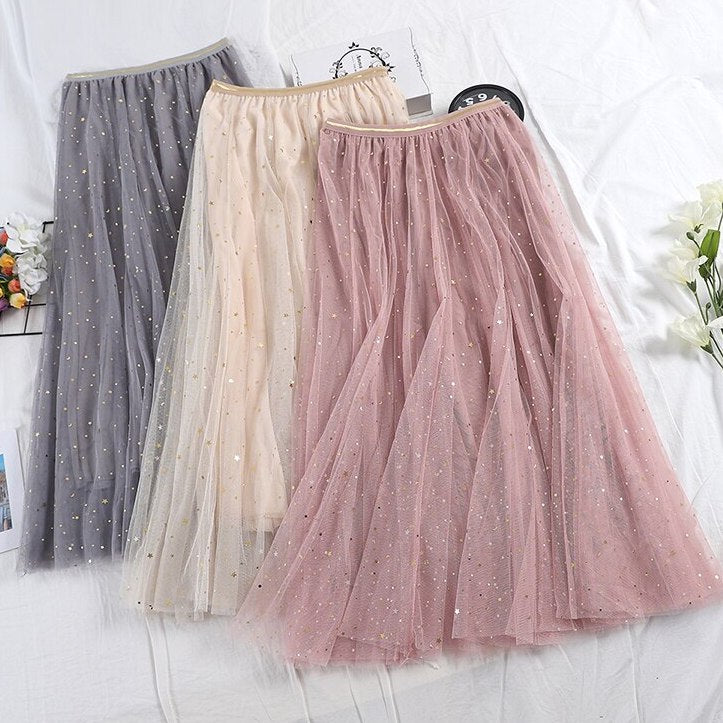 Moon & Star Tulle Midi Skirt (5 Colors)