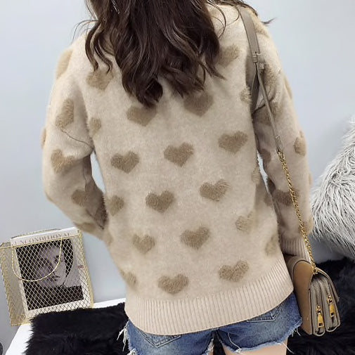 Fuzzy Hearts Sweater (4 Colors)