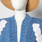 Chunky Cloudy Sky Cropped Cardigan (Blue)