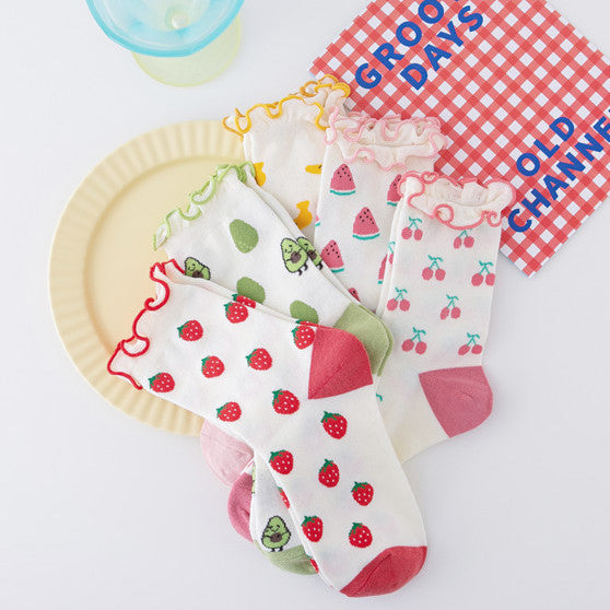 Frilly Fruit Socks (5 Colors)