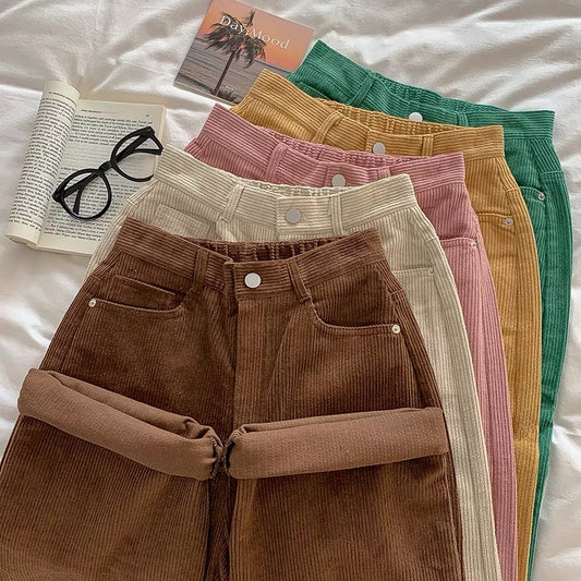 Corduroy Slim Straight Pants (5 Colors)