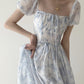 Porcelain Sketch Maxi Dress (White/Blue)