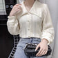 Pointy Collar Lace Button Up Shirt (3 Colors)