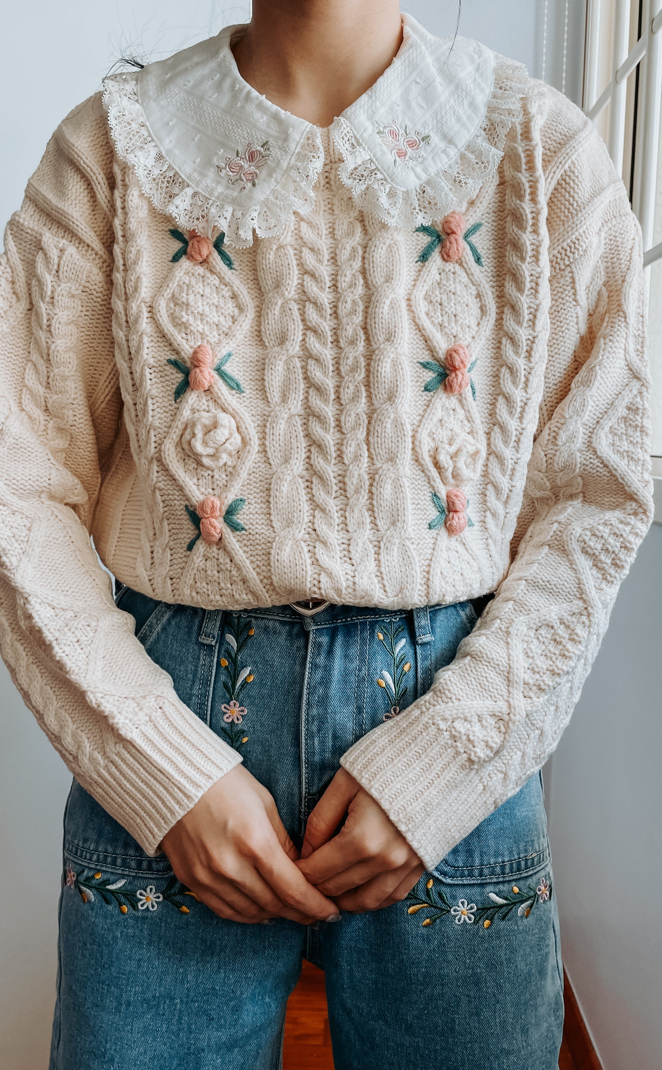 & Other Stories Rose Embroidery store Knit Cardigan in White