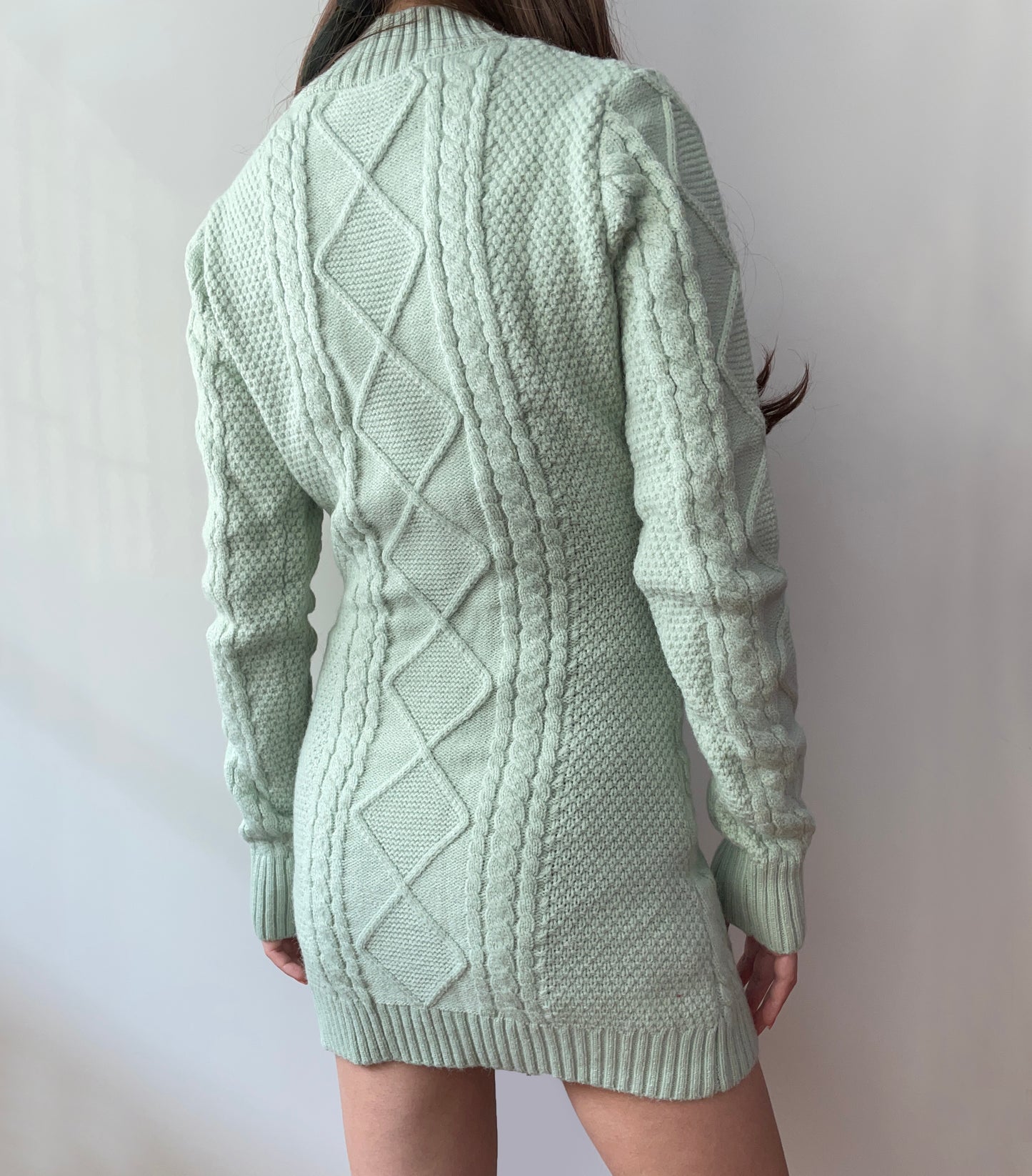 Button Cable Knit Sweater Dress (4 Colors)