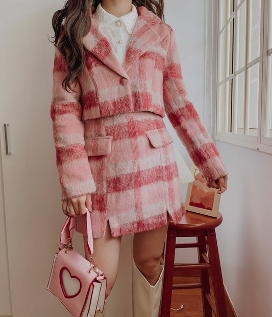 Candy Check Tweed Set (Pink)