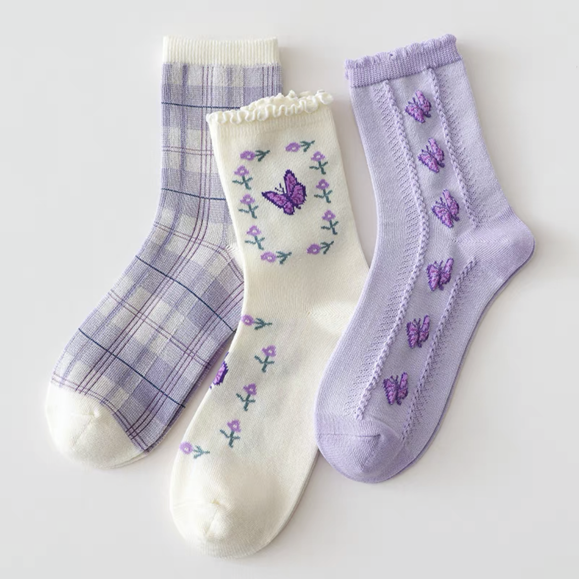 Butterfly Garden Sock Set (Purple)