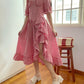 Gingham Tulip Midi Dress (Red)
