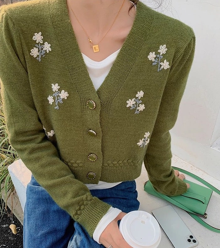 Ditsy Floral Embroidered Cardigan (3 Colors)