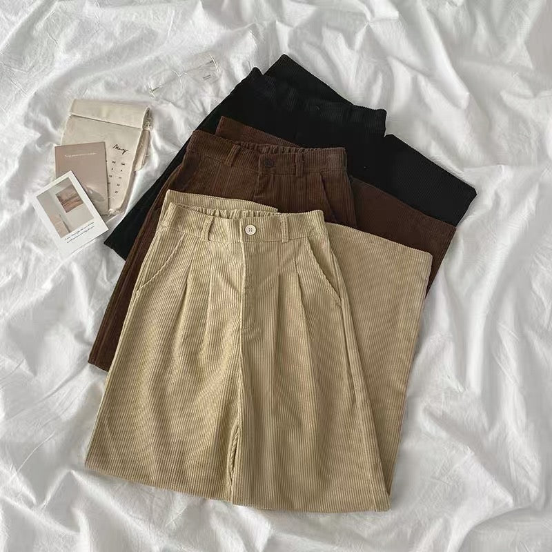 Pleated Corduroy Pants (4 Colors)