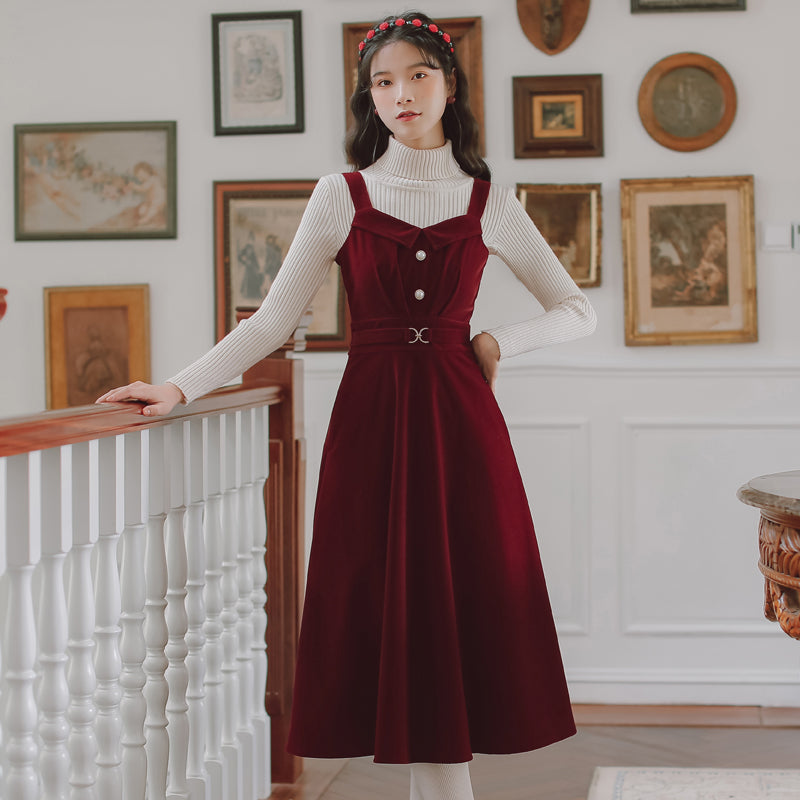 Corduroy Pearl Cami Midi Dress (2 Colors)
