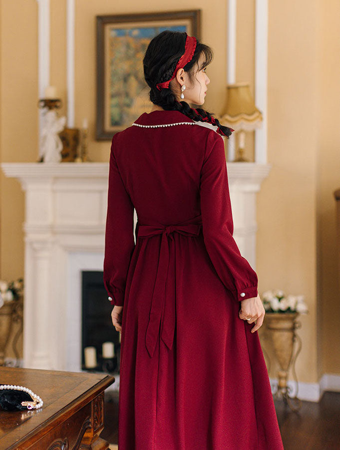 Cranberry Pearl Midi Shirt Dress (Red)