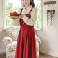 Apple Pie Corduroy Pinafore Set (Red)