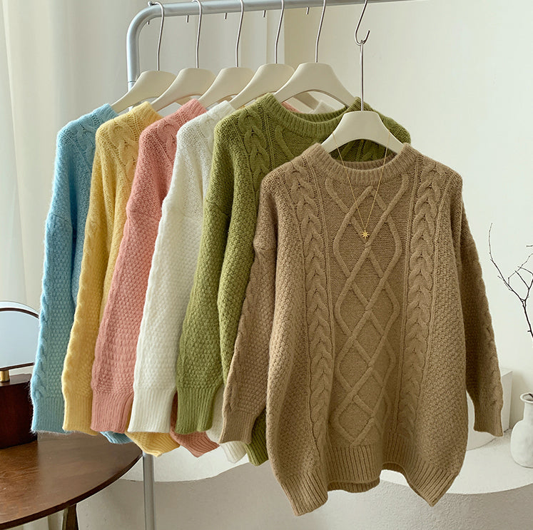 Macaron Cable Knit Sweater (6 Colors)