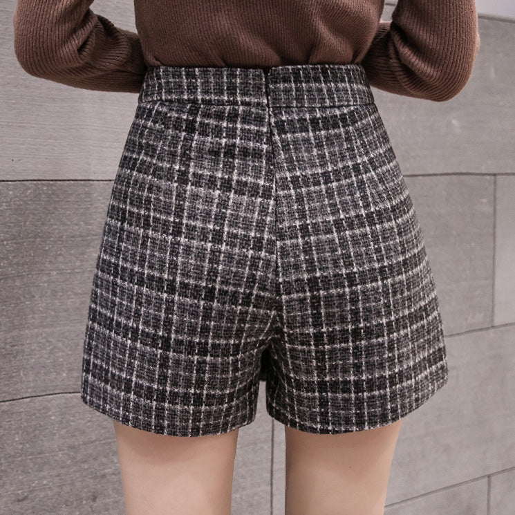 Asymmetrical Tweed Plaid Skirt (2 Colors)