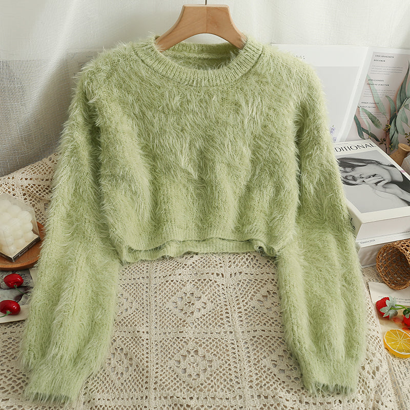 Cropped Fuzzy Sweater (8 Colors)