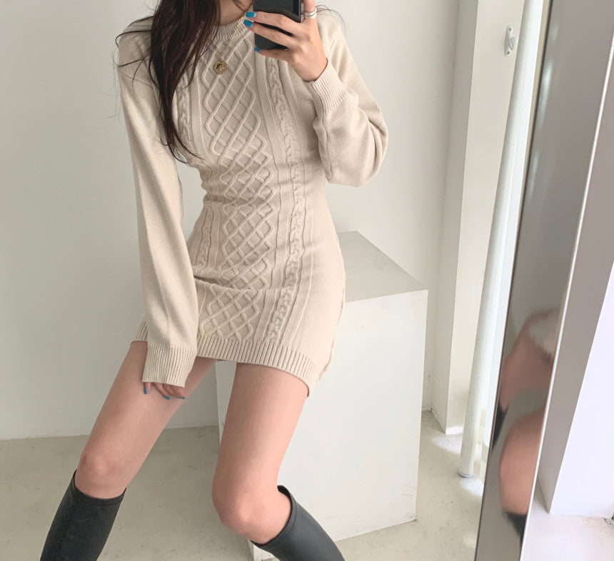 Ribbed Bodycon Mini Sweater Dress (2 Colors)