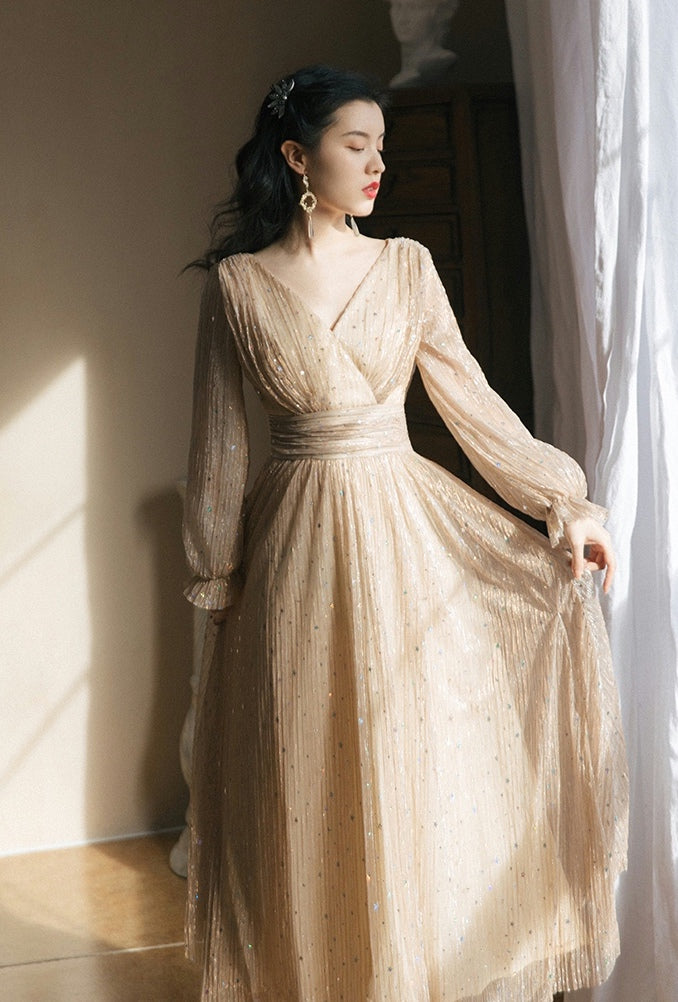 Sparkly Romance Midi Dress (Nude)