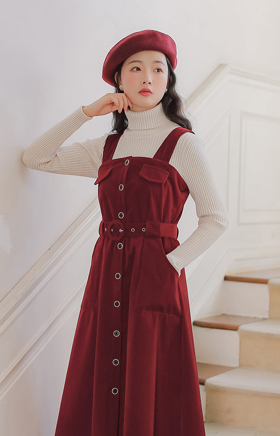 Corduroy Button Up Midi Dress (5 Colors)