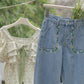 Retro Spring Floral Pocket Jeans (Medium Denim)