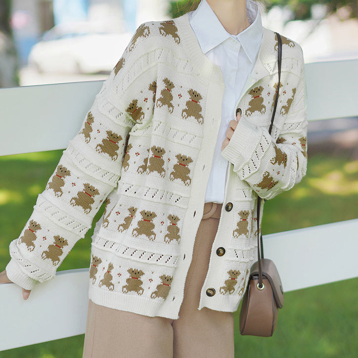 Teddy Bear Cardigan White