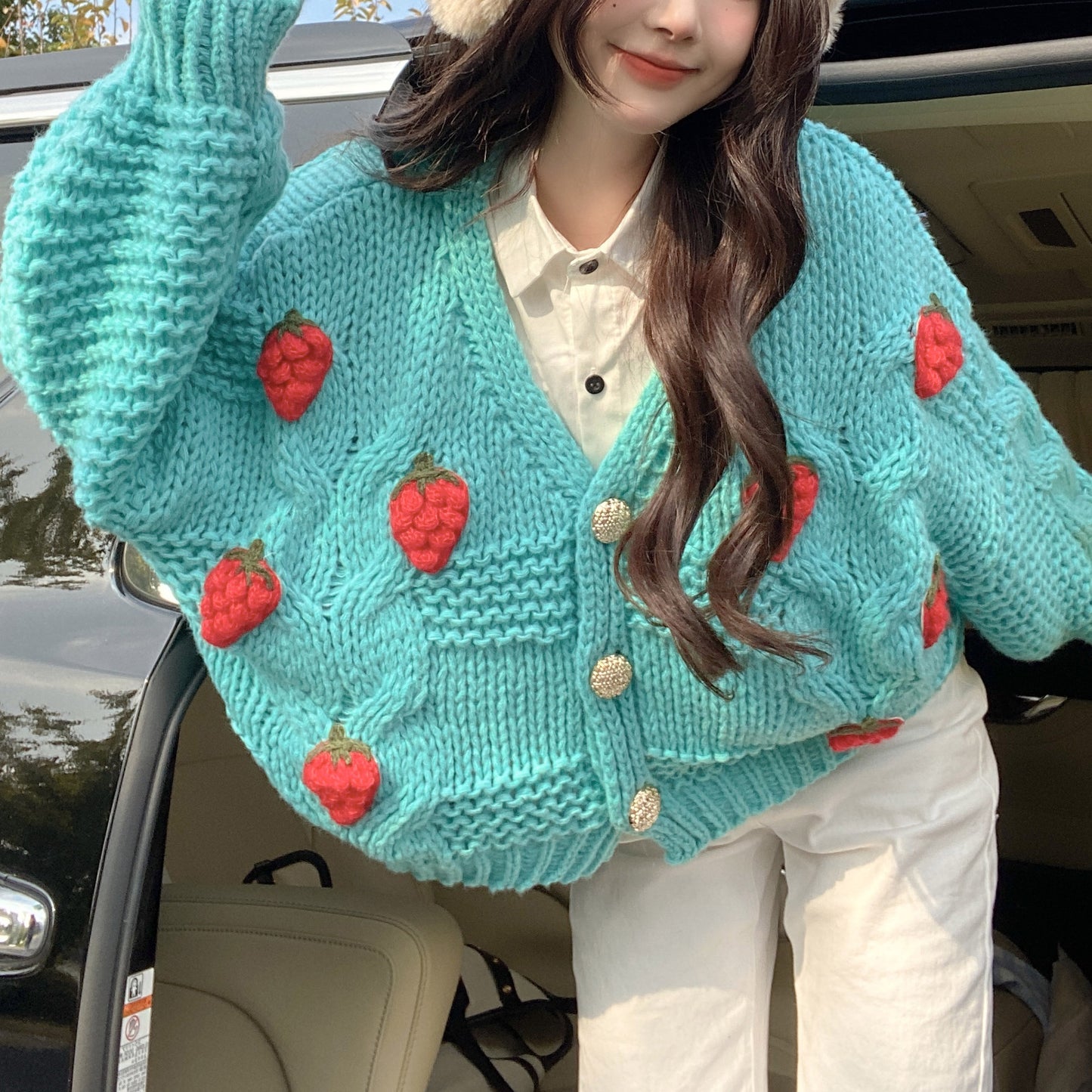 Puffy Strawberry Cardigan (3 Colors)