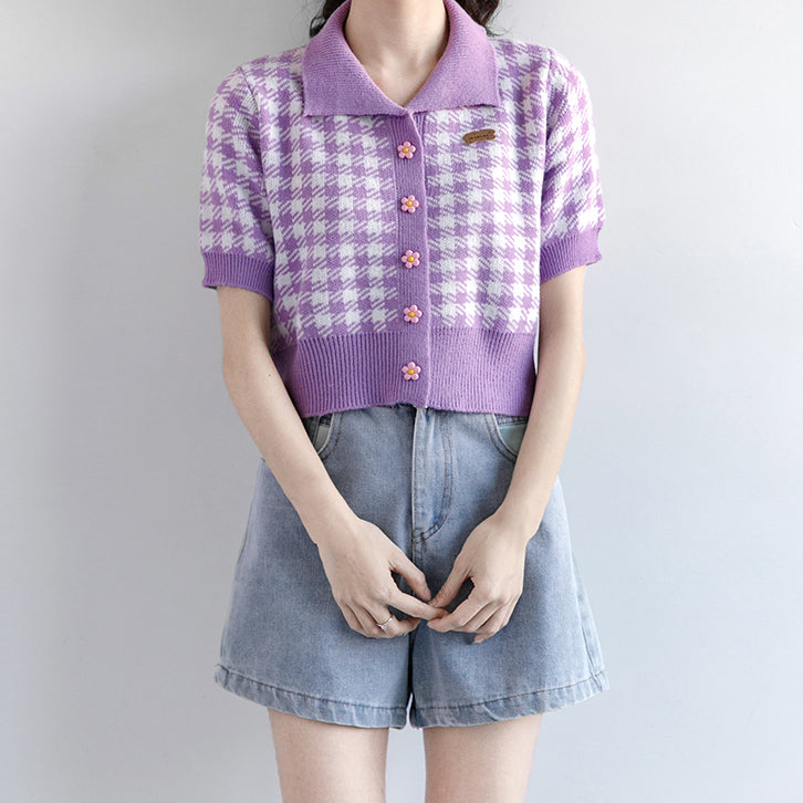 Daisy Gingham Cropped Polo Shirt (2 Colors)